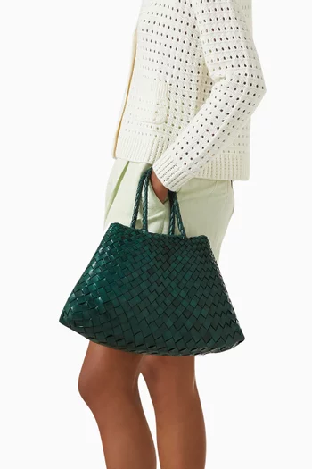 Small Santa Croce Tote Bag in Woven Leather