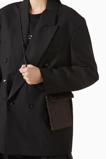Phone Crossbody Bag in Woven Leather