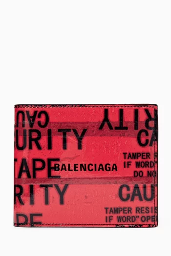 Tape Type Square Folded Wallet in Leather