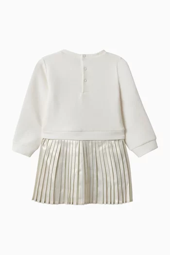 Metallic Pleated Sweatshirt Dress