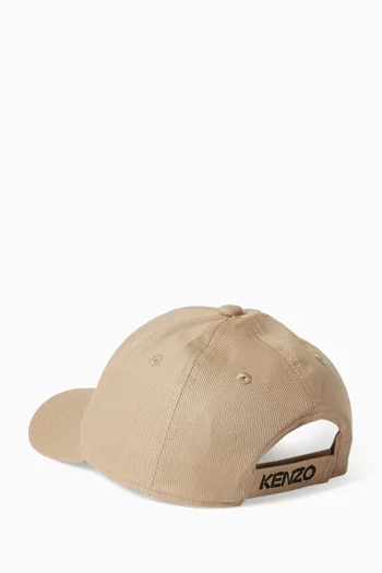 Tiger-embroidered Cap in Cotton Twill