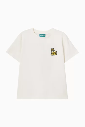 Tiger-applique T-shirt in Cotton
