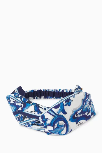 Majolica-print Headband in Satin