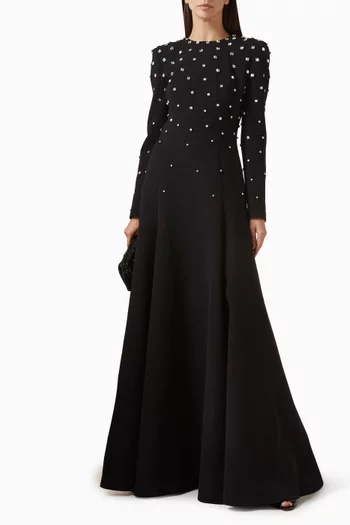 Rhinestone-embellished Dress in Crepe