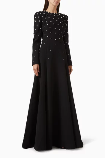 Rhinestone-embellished Dress in Crepe