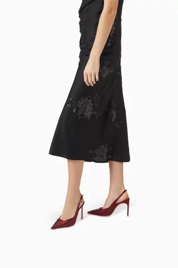 Jazz 90 Slingback Crystal Pumps in Satin