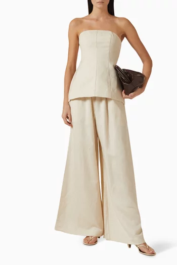 Gigi Strapless Bustier Top in Linen-blend