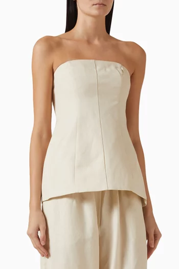 Gigi Strapless Bustier Top in Linen-blend