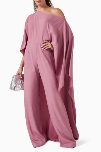 Mounia Cape-stye Maxi Dress in Crepe Cady