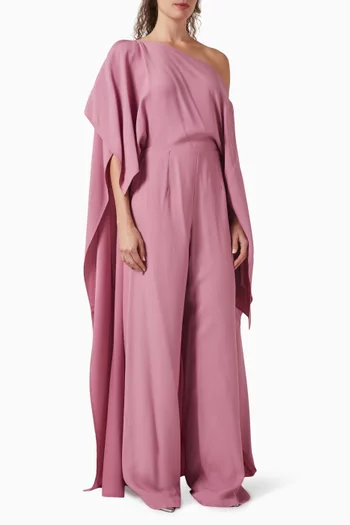 Mounia Cape-stye Maxi Dress in Crepe Cady