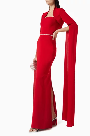 Embellished Bolero Gown in Crepe