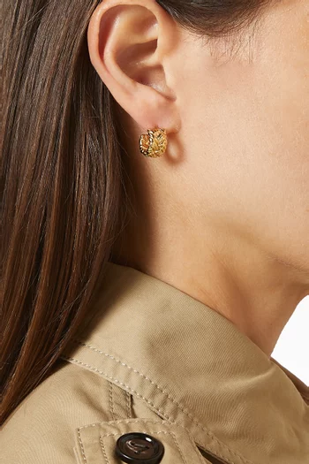 أقراط دائرية بتصميم مجدول فضة إسترلينية مطلية ذهب عيار 18