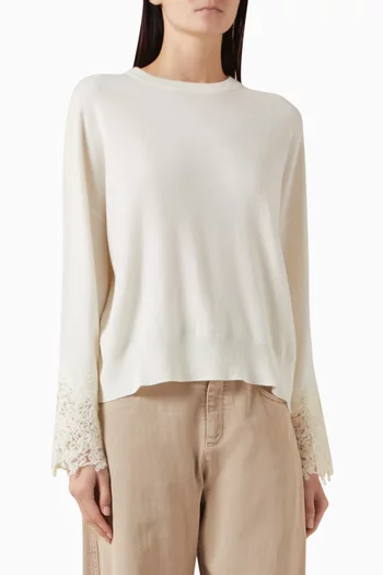 سترة بأساور مطرزة بدانتيل كشمير