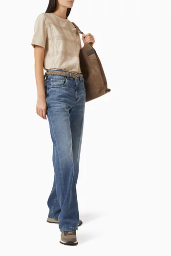 تي شيرت مطرز بالترتر قطن جيرسيه