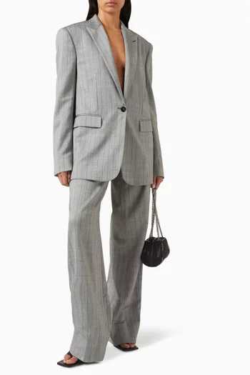 Pinstripe Wide-leg Pants in Wool