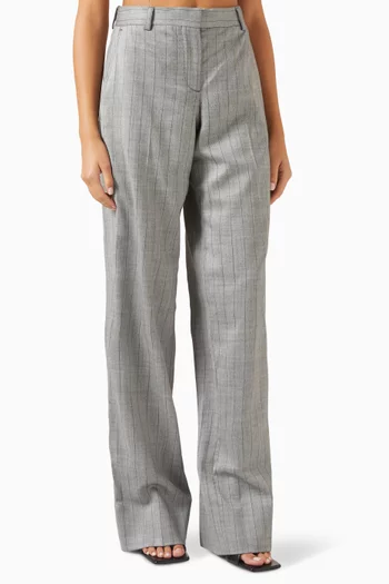 Pinstripe Wide-leg Pants in Wool