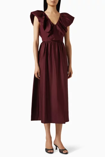 Yassalsy Ruffle Midi Dress in Cotton