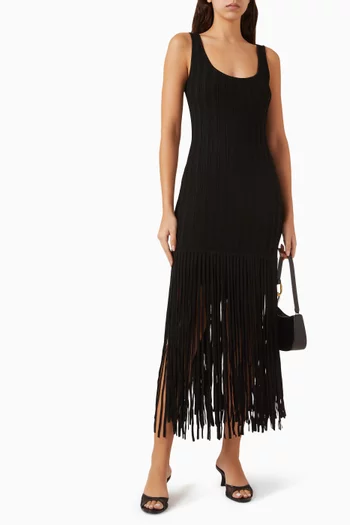 Lorelai Scoop-neck Fringed Maxi Dress in Knit
