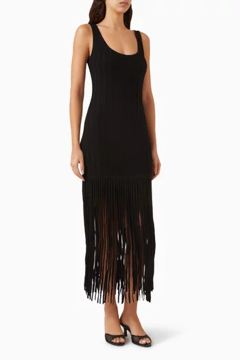 Lorelai Scoop-neck Fringed Maxi Dress in Knit