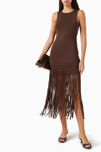 Margaux Fringed Mini Dress in Knit