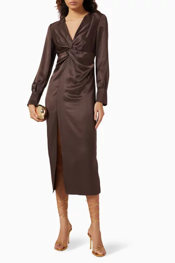 فستان ليونا متوسط الطول بعقدة