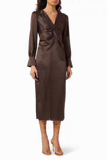 فستان ليونا متوسط الطول بعقدة