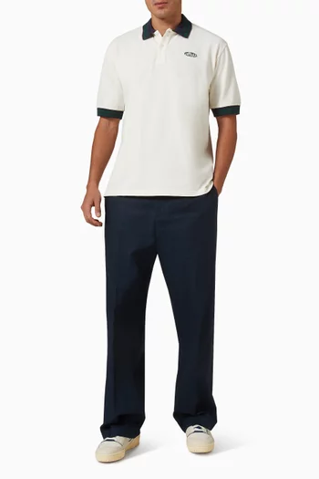 Oval Striped Polo Shirt in Cotton-pique