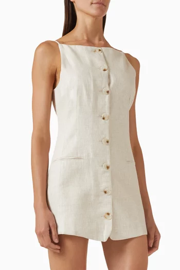 Elliot Square Neck Mini Dress in Linen