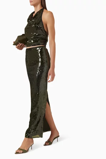 Olympia Sequin-embellished Maxi Skirt