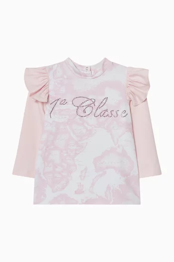 Ruffle Trimmed Dress in Cotton