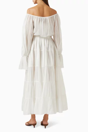 Beatrice Off-shoulder Dress in Cotton-silk