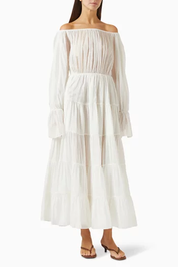 Beatrice Off-shoulder Dress in Cotton-silk
