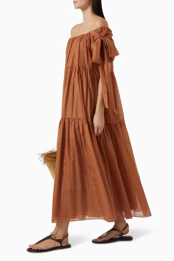 Joanne Off-shoulder Dress in Cotton-silk