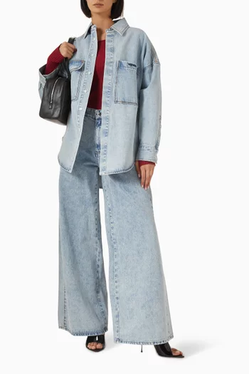 Side-tuck Wide-leg Jeans in Denim