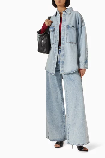 Back Tie Oversized Shirt in Denim
