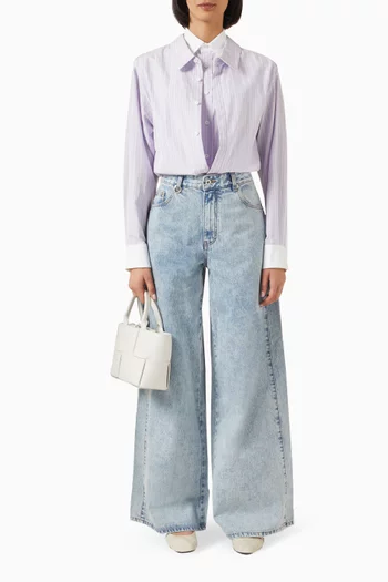Double-collar Striped Shirt