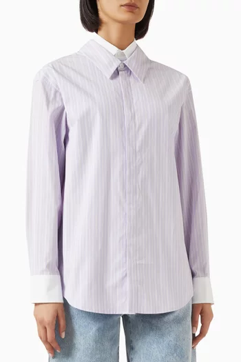 Double-collar Striped Shirt