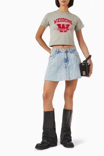 Flared Mini Skirt in Denim