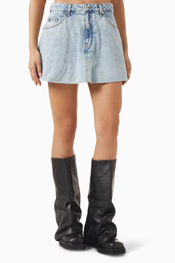 Flared Mini Skirt in Denim