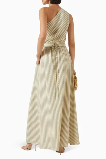 Riviera One-shoulder Striped Maxi Dress in Cotton
