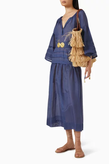 Mykonos Buckle Maxi Dress in Cotton-silk