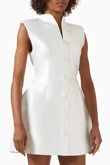 The Ultimate Muse Button Mini Dress in Satin