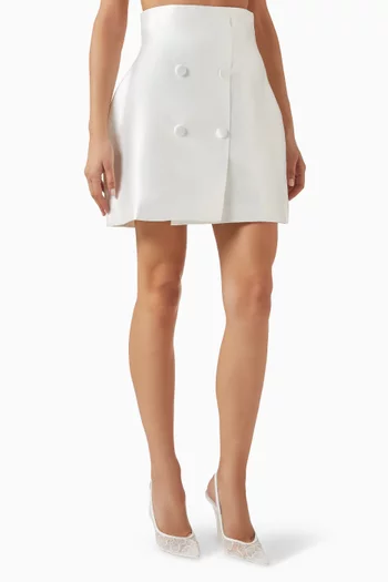 The Ultimate Muse Button Mini Skirt in Satin