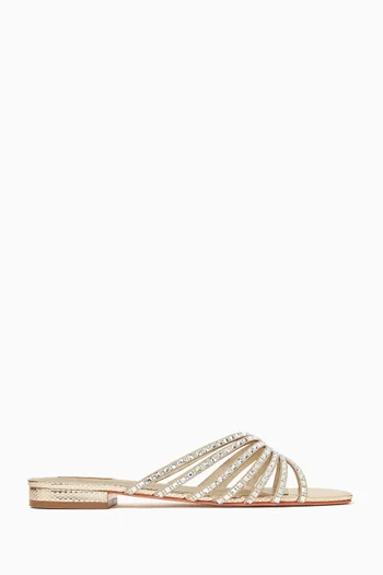 Clarissa Crystal-embellished Sandals in Metallic Leather