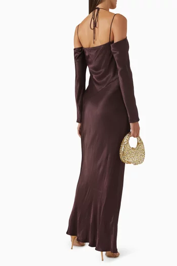 La Lune Off-shoulder Dress in Satin
