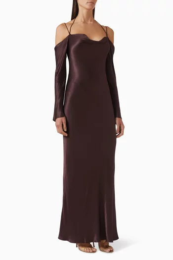 La Lune Off-shoulder Dress in Satin