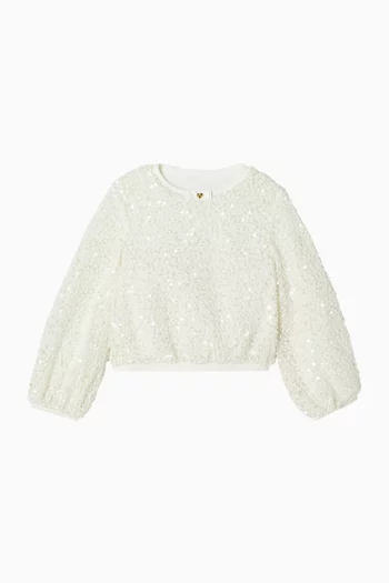 Cedar Boucle Sequin Top