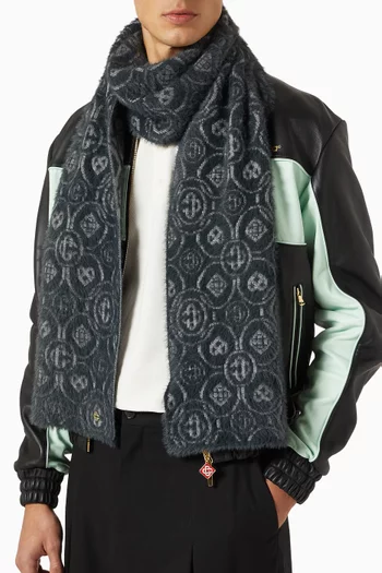 Fluffy Monogram Scarf in Wool