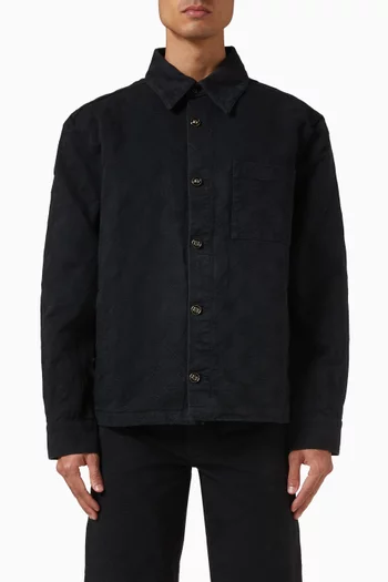 جاكيت بنمط قميص بنقشة شعار الماركة دينم