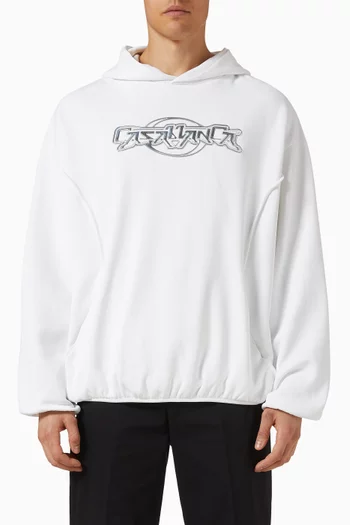 كنزة بغطاء رأس فضفاضة بتصميم مقسم قطن